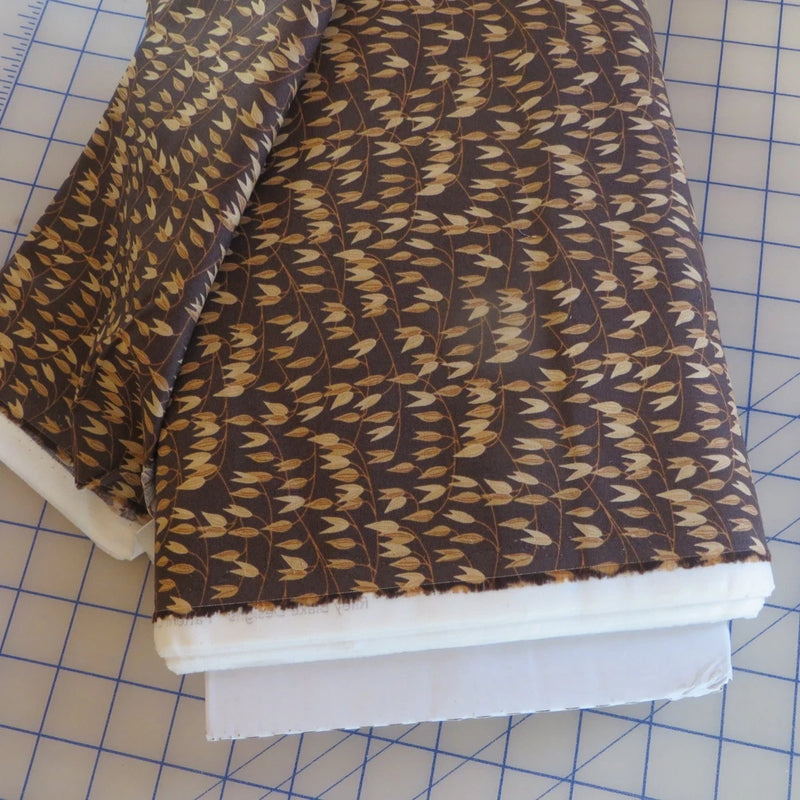 YARD ~ Sewing Your Oats, Brown, Riley Blake,  $3.99 Ships ANY Amount Of Fabric Flowering Plants