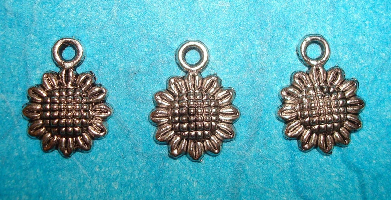 Sunflower pendant charm with top loop, bronze-tone metal flower detail