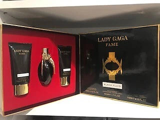 Lady Gaga Fame Black Fluid  3pc set 50ml EDP,75ml  gel  75ml body lotion women EDP
