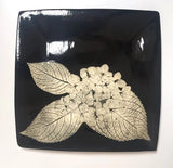 Art pottery plate signed Dianne Collinson hydrangea flower impress artisan Hydrangea