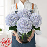 JINWOE 4Pcs 22" Boho Hydrangea Artificial Flowers Light Blue Violet Hydrangea