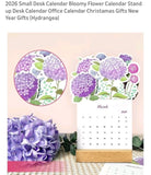 2026 Small Desk Calendar Bloomy Flower Stand up Desk Calendar Office (Hydrangea) Hydrangea