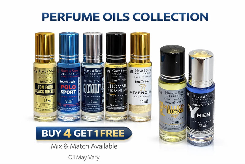 Men Perfume Oil set 5PCS (4 + 1 FREE) 12ml Roll On Long Lasting Gift Set Bouquet