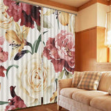 Flower Pink Peony color 3D Curtain Blockout Photo Printing Curtains Drape Fabric Peony