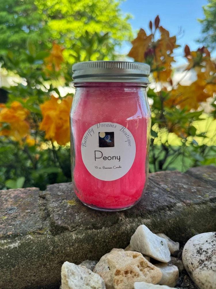 Homemade Floral Scented 16 oz Mason jar organic beeswax Candle Sunflower
