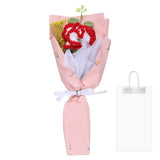 Crochet Flowers Bouquet, Handmade Knitted Bouquet Carnation, Gradient Red Carnation