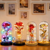 Rose in Dome LED Red Romantic Light-Up Gift for Weddings Valentine's Anniversary Roses