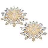 2Pcs Rhinestone Flower Brooch Pin Large Crystal Sunflower Lapel Pin White Sunflower