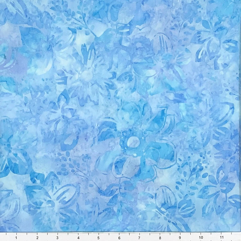 1 Yard Cut of Lunn Fabric Bouquet Batik 100% Cotton 9039 Periwinkle Blue Purple Bouquet