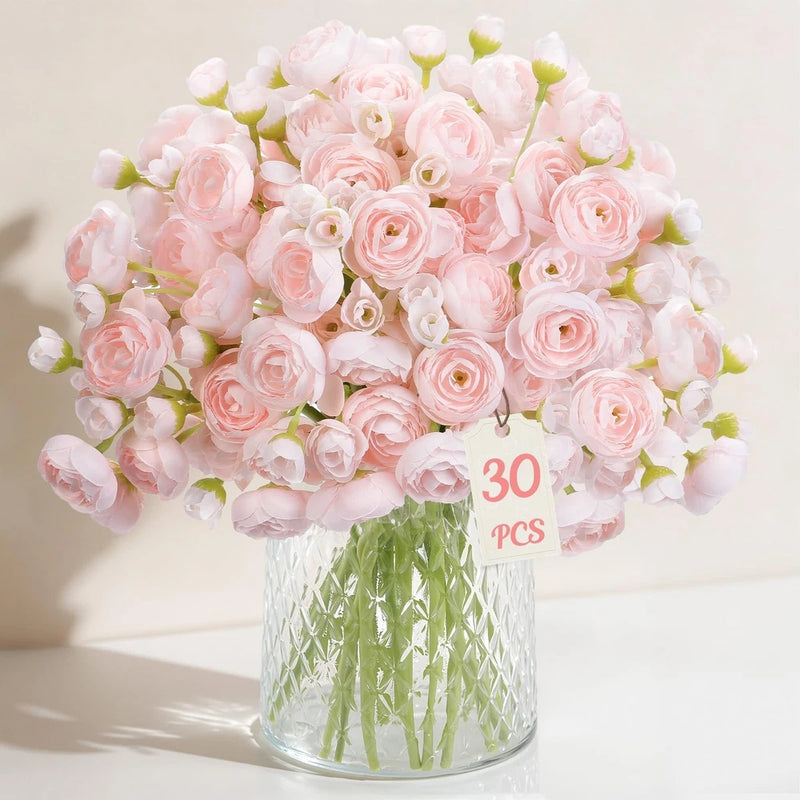 Alupssuc 30Pcs Ranunculus Artificial Flowers Faux Silk Mini Ranunculus, Sprin... Ranunculus