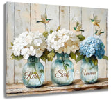 Hummingbird Blue Hydrangea Flower AbstractÊWallÊArtÊforÊBathroomÊLivingÊRoom Hydrangea