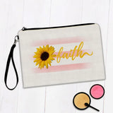 Gift Makeup Bag : Sunflower Faith Flower Floral Religion Decor Christian Sunflower