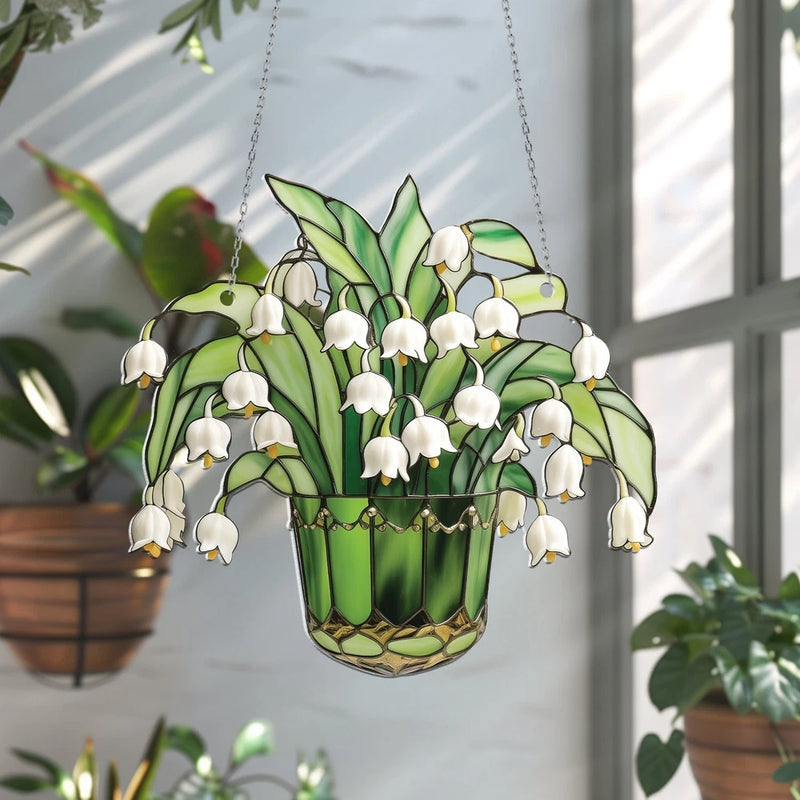 Lily of the Valley Acrylic Window Hanging: Floral Home Decor Lily
