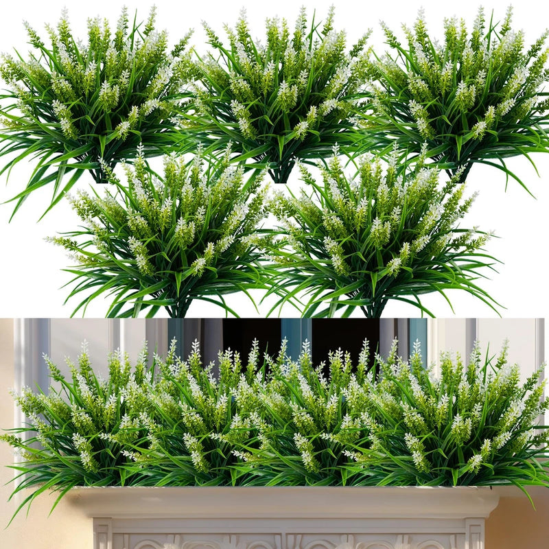 Artificial lavender plant bundles with green stems and pale flower spikes