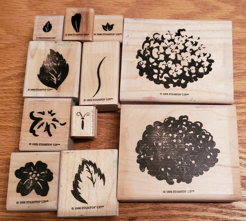 Stampin Up DEFINITELY DECORATIVE HYDRANGEA Flower Leaves Retired Hydrangea