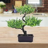 Artificial Bonsai Tree Table Centerpiece Ornament for Bookshelf Desktop Desk Green Plant