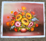 FLOWER BOUQUET SUNFLOWER  DAISY BABY BREATH 24" OIL PAINTING ART GIFT F88 Sunflower