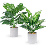 2pcs Fake Plants 16" Faux Plants Artificial Tropical Plants Indoor for Home O... Green Plant