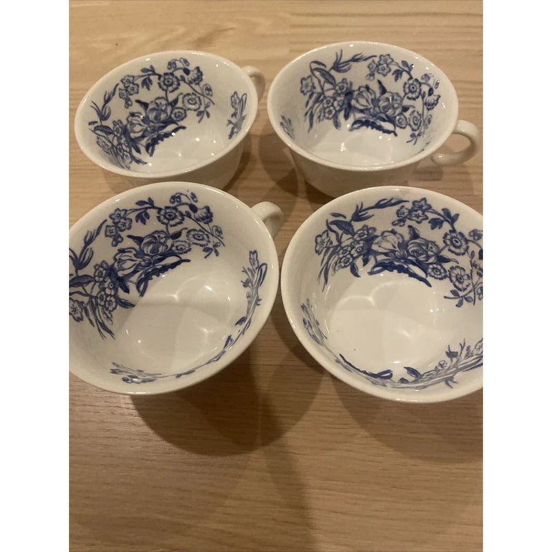 Wedgwood Ranunculus Set Of 4 Coffee Cups Cobalt Blue Flowers England Ranunculus