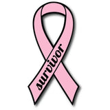 Pink Breast Cancer Survivor Ribbon Car Magnet Decal Heavy Duty 3.5" x 7" Roses