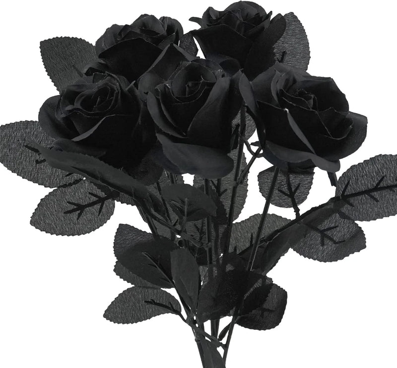 5Pcs Roses Artificial Flowers, Black Roses Artificial Flowers Fake Flower Silk S Roses