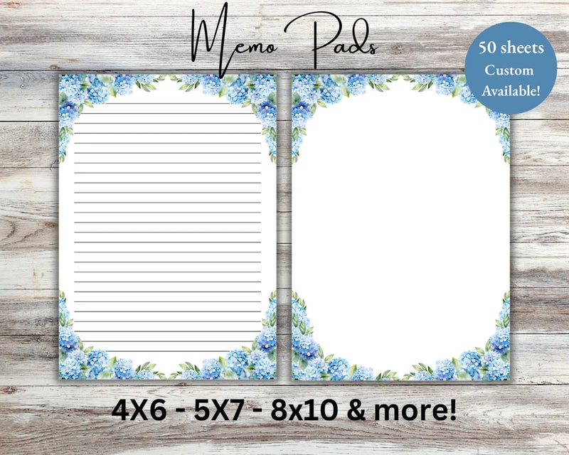 Hydrangea Notepads, Memo Pads, Writing Pad, Stationary, Office Desk Notepad, 003 Hydrangea