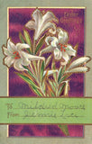 Vintage Postcard 1910's Happy Easter White Lilies Flowers Holiday Greetings Lily