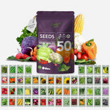 Seeds Pouch - 50 Varieties of Vegetable, Herb & Flower Seeds for Planting - 25,0 Garden Plants