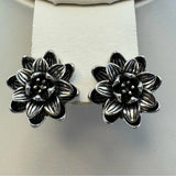 New Silver Black Tone Sunflower Flower Statement Stud Earrings Bold Floral Sunflower
