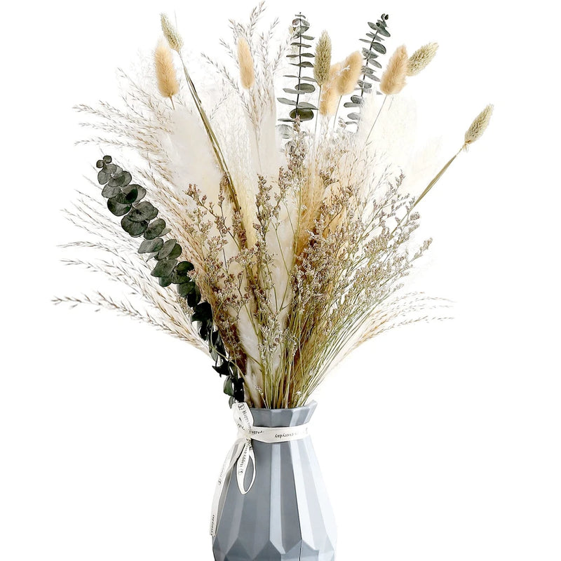 Natural Dried Flower Bouquet ,17" White Pampas Grass Branches Boho DŽcor for Pampas Grass