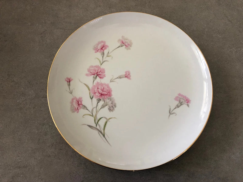 Royal Court Pink CARNATION Flower Japan - 12" CHOP PLATE / SERVING PLATTER Carnation