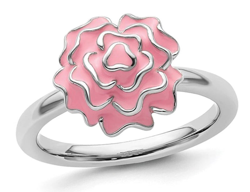 Sterling Silver Carnation Enamel Carnation Flower Ring Carnation