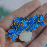 Enamel Flower Basket Brooch Peony Pin Chinese Style Jewelry for Women Peony