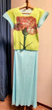 Pleats Please Issey Miyake Carnation Flower Top Long Skirt Set Carnation