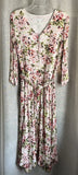 NEW J. Jill S A-line Dress Pockets 3/4 Slv Hydrangea Floral Crushed Rayon Pink Hydrangea
