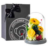 Preserved Sunflower Gifts for , Eternal Flowers Real Rose in Glass Dome, Fore... Sunflower