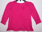 Girls Okie Dokie Pink 3D Carnation Flower Long Sleeve Shirt Top Sz 12M Carnation