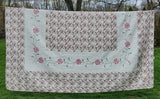 Beatrice Home Embroidered Pink Carnation Queen Quilted Bedspread+1 Sham COTTAGE Carnation
