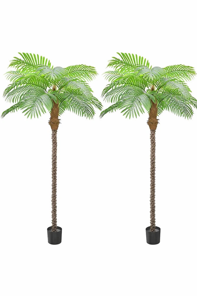 Artificial Palm Tree 8.5ft Tall Trees Plants 20Leaves Outdoor Palm Trees 2Pack Green Plant