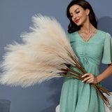 FOTEEWL 8 PCS Faux Pampas Grass Decor 38"/3.1FT Tall Fake us 38", Beige Pampas Grass
