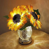 Sunflower Lamp Artificial LED Sunflower Flowers with Glass Vase Table Lamp Night Sunflower