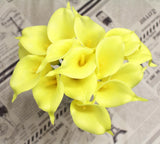 15 Yellow Bouquet Real Touch Calla Lily Flowers Bundle Artificial Floral Fake Bouquet