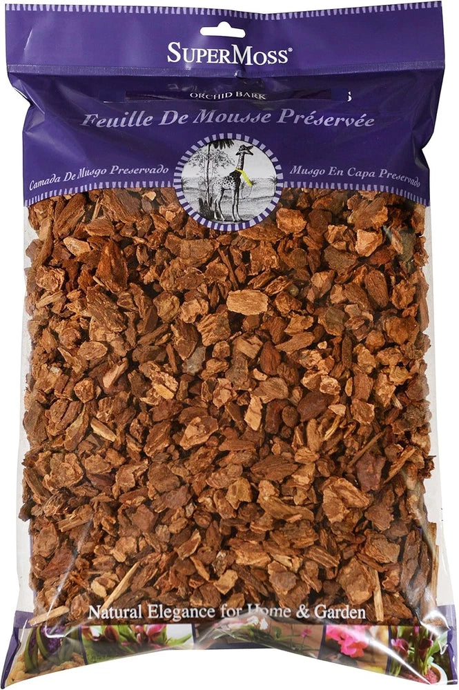 Orchid potting bark in natural brown wood chips bag, 4 quarts