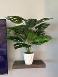 28" Tall Artificial Monstera Faux Plant with White Pot Potted Indoor Decor for H Green Plant