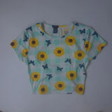 Rue 21 youth short Top blouse with sunflower design size L Casual Summer Lightwe Sunflower