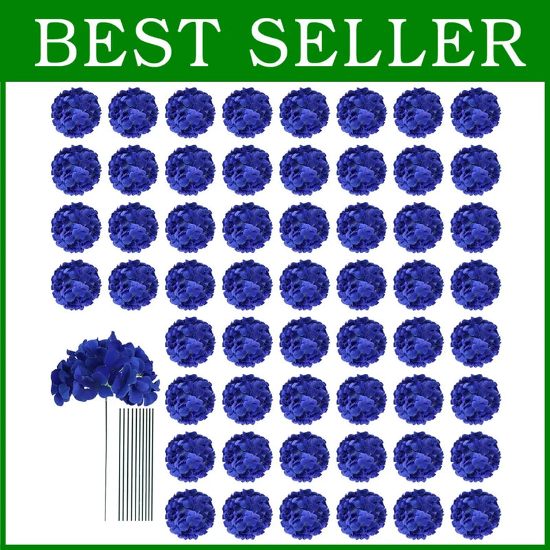 65pc Royal Blue Hydrangea Silk Flowers Bulk Hydrangea