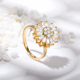 Crystal Sunflower Flower Ring 925 Silver Ring Adjustable Ring Sunflower