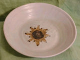 ORIGINAL Hand Turned Embossed Sunflower On Ivory Ceramic Art Pottery 9" Bowl Sunflower