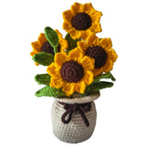 Everlasting Crochet Sunflower in Pot Handmade Knitted Flower Home Office Decor Sunflower