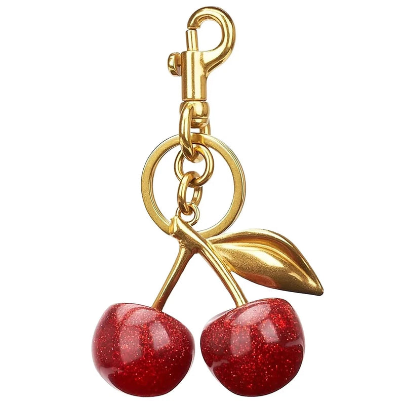 Keychain Cherry Bag Charms Purse_Key Chains Women Cute /Red Apple Roses